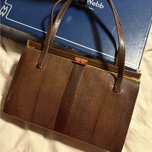 Vintage Mappin & Webb Brown Snakeskin Handbag